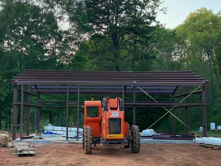 30x50 steel frame going up in Commerce, GA