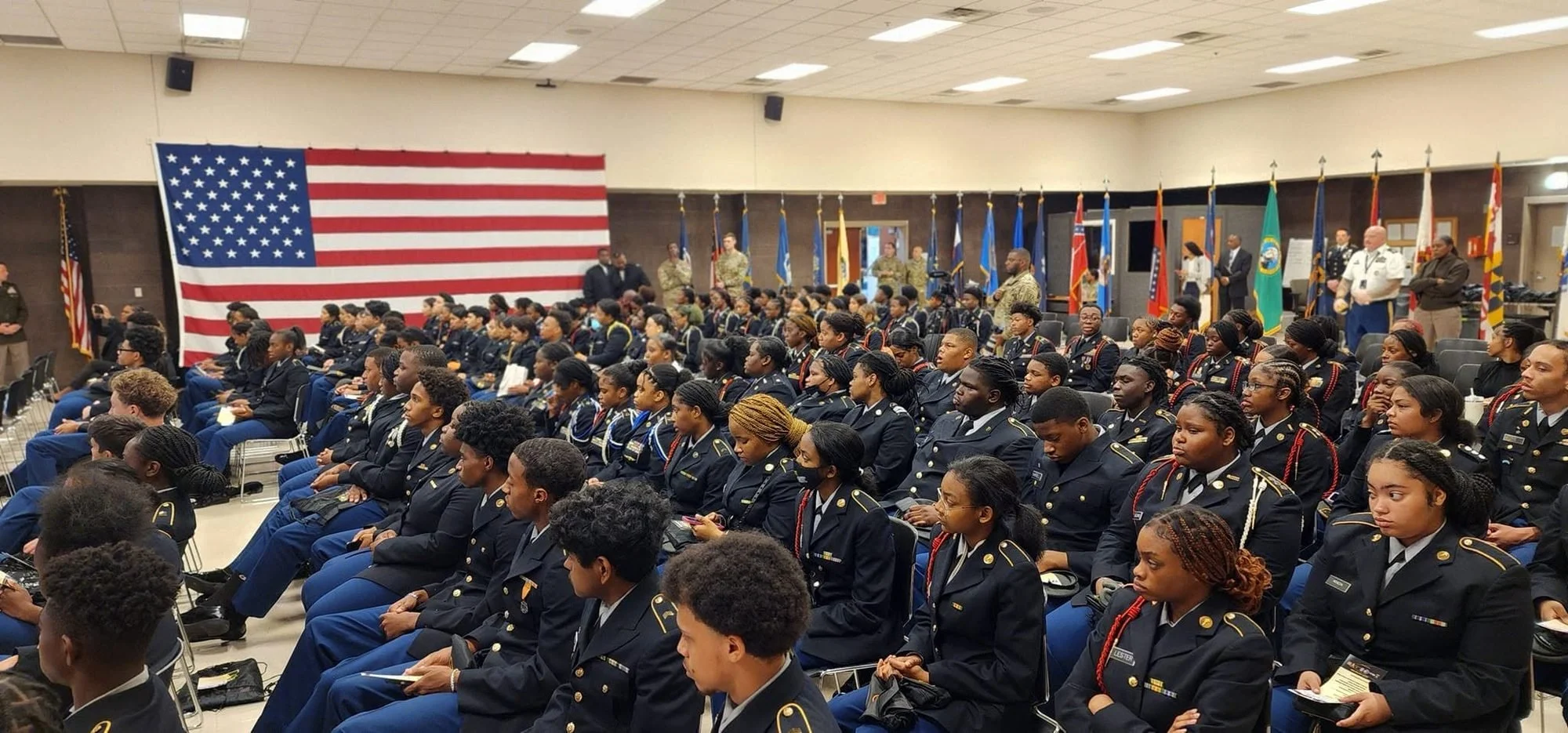 Speaking with JROTC cadets from across the region