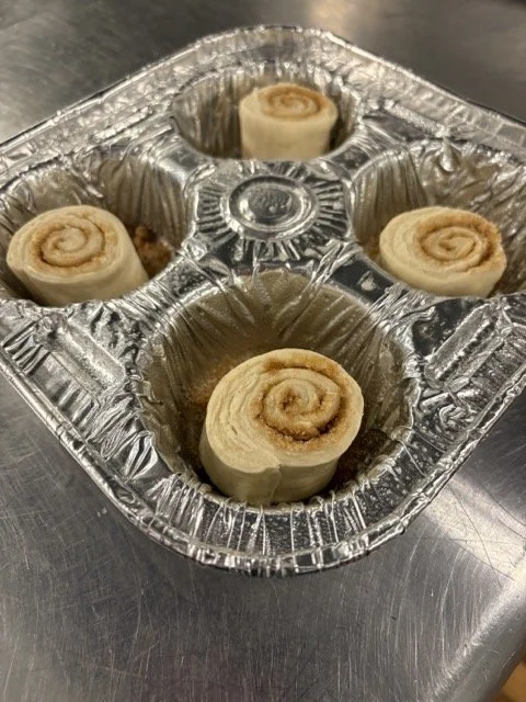 mini morning buns in disposable pan
