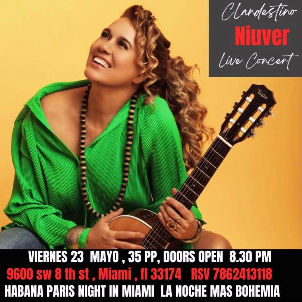Miami! Get ready for an unforgettable evening of music with @niuver, a singer-songwriter whose soulful voice and rich fusion of Cuban, French, and Latin rhythms have delighted audiences around the world.

She'll be at @clandestinoclubmusica on May 23