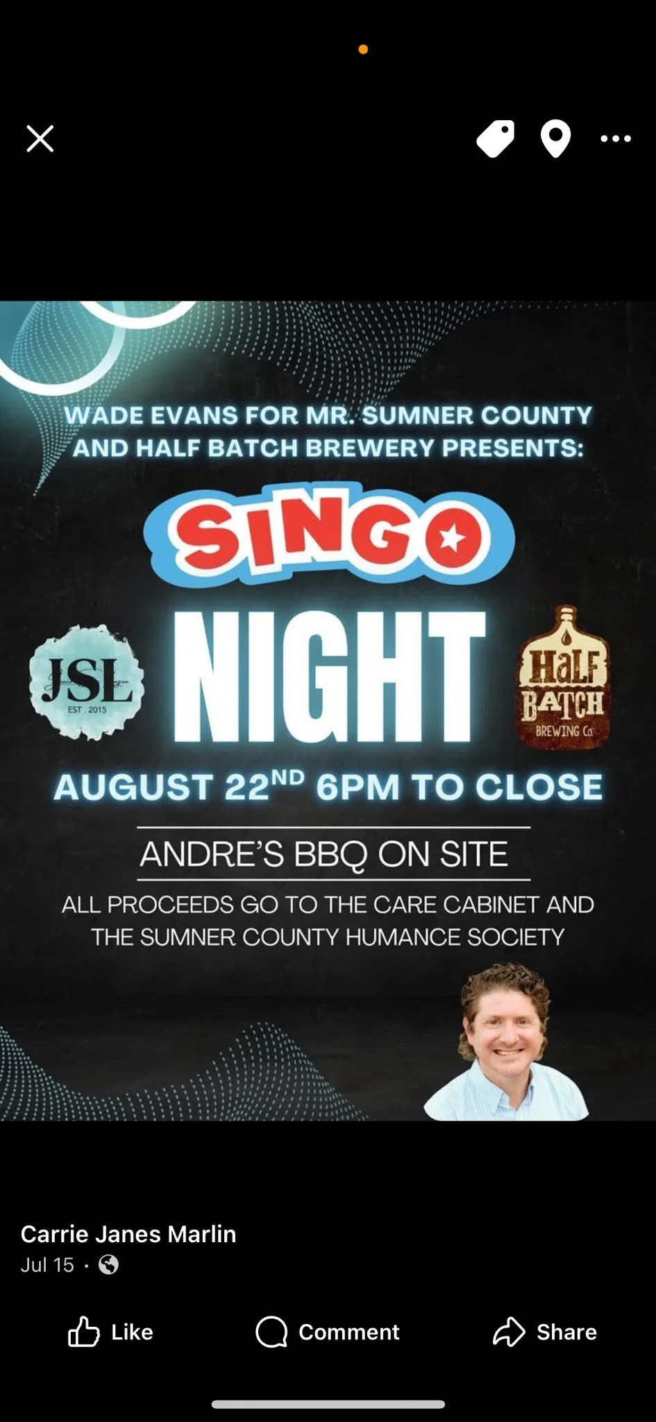Wade Evans for Mr. Sumner County Singo Night