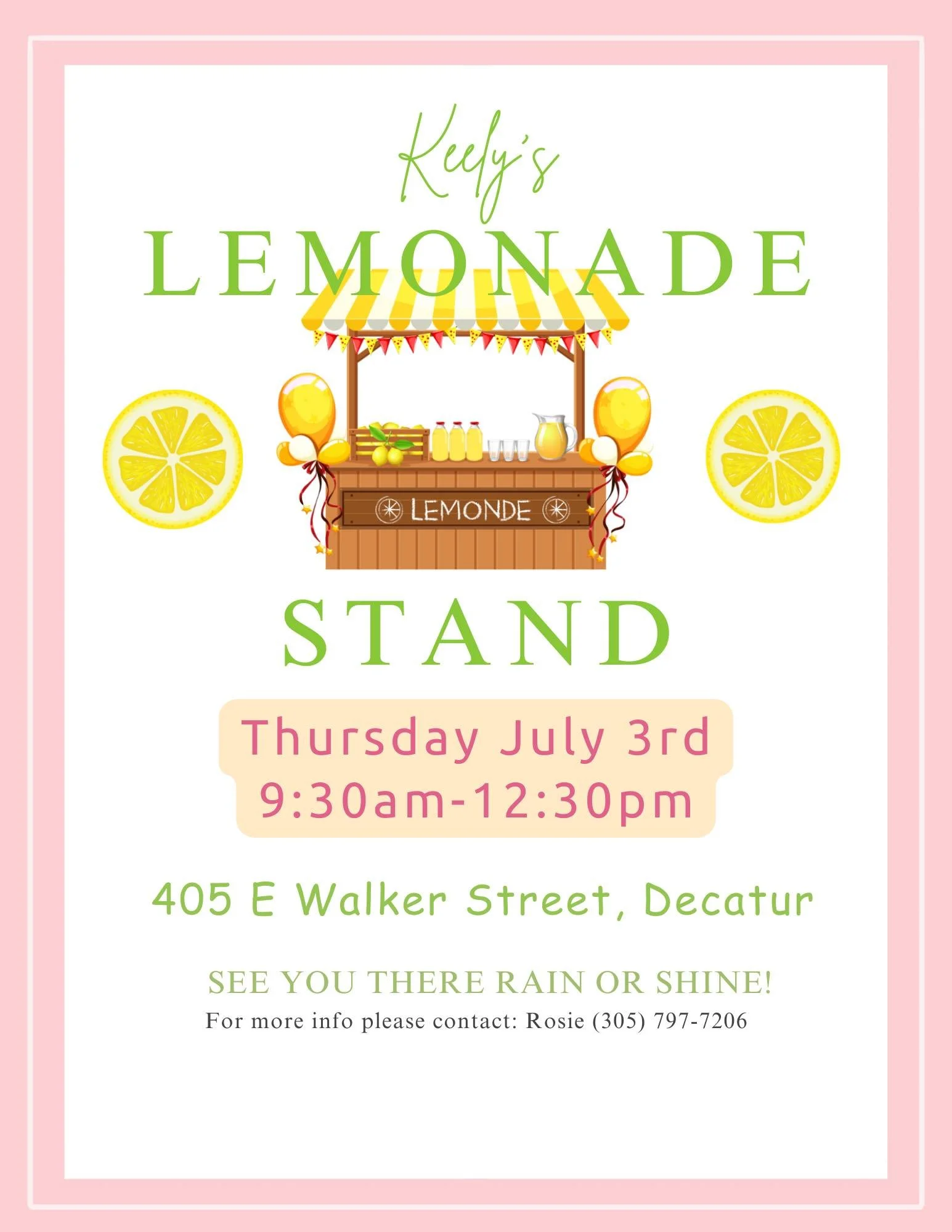 TOMORROW! JULY the 3rd! Please stop by and support Keely and her friends at their lemonade stand!