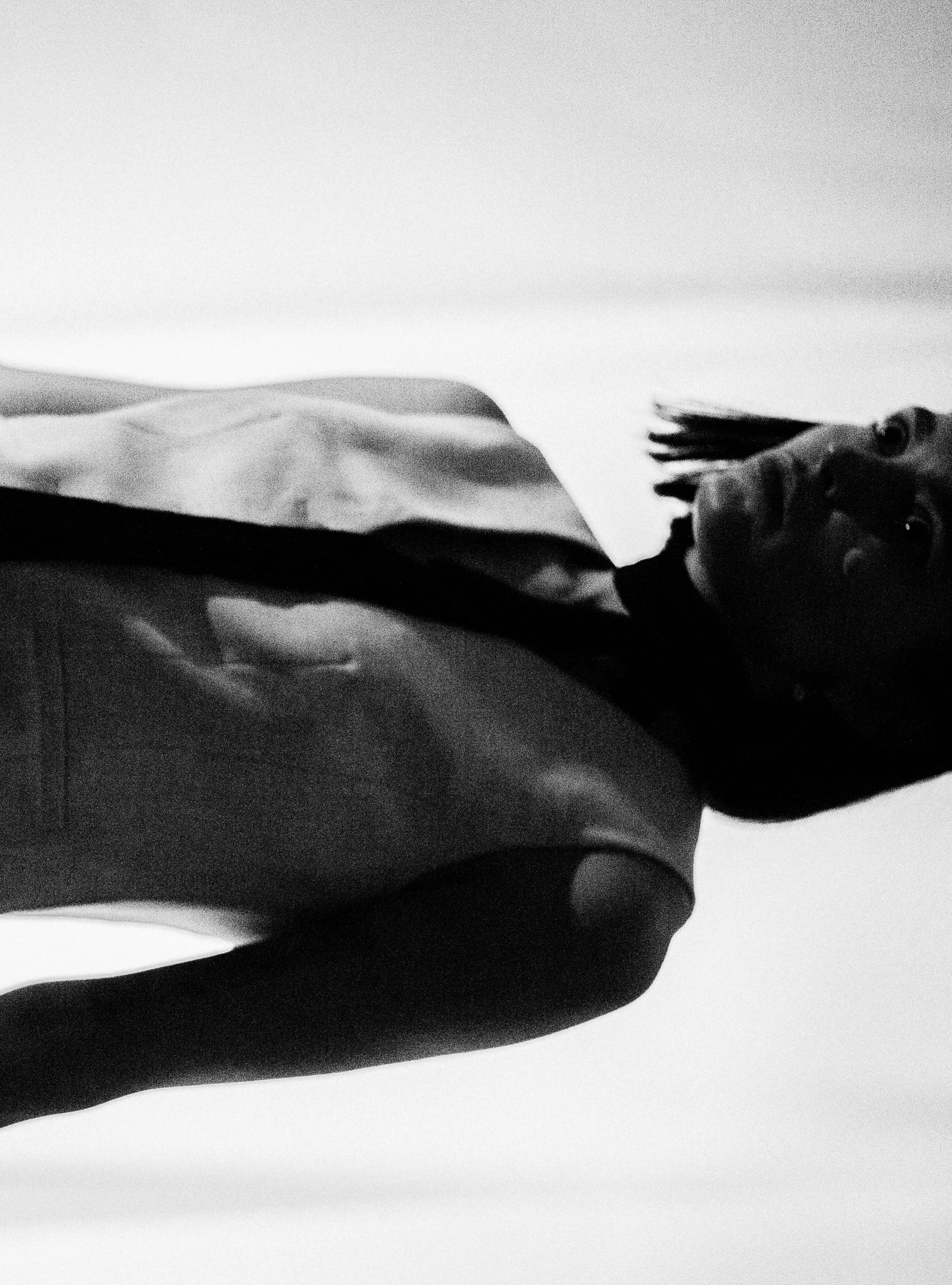 Black and white photo of  the actress Valeriia Karaman & Julien Sitruk performing a political performance at Not Allowed aka @notallowedshows 