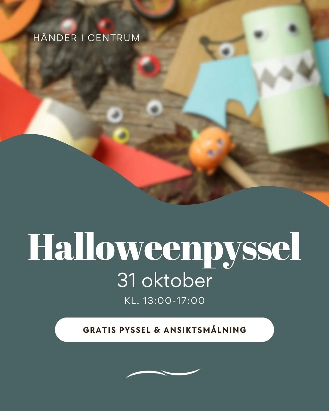 Halloweenpyssel och ansiktsmålning under höstlovet! 👻
Ta med barnen på en eftermiddag fylld av färg, fantasi och lite lagom bus. Vi bjuder in till pysselhörna och ansiktsmålning där barnen får skapa egna