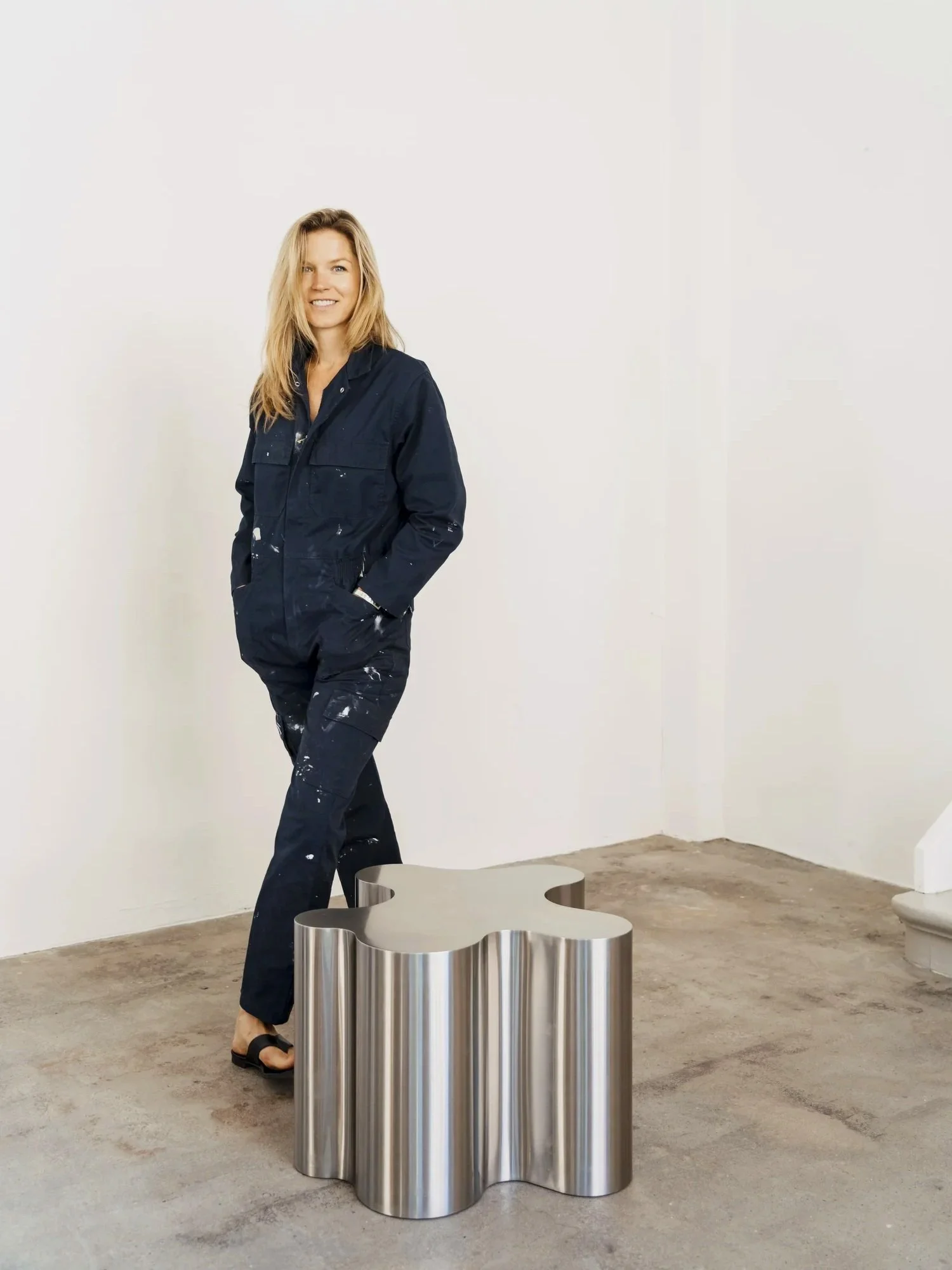 Silver Root Low Table by Caia Leifsdotter, sculptural mirrored coffee table with swirling liquid-like surface