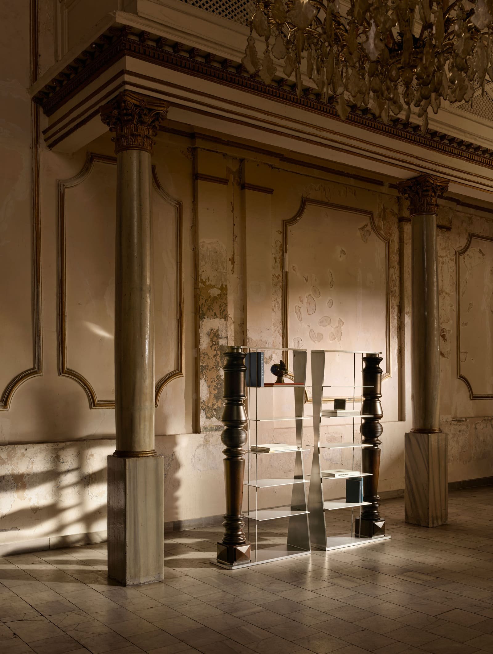 GLIF Altered Heritage exhibition at NOMAD Hamptons 2026 featuring collectible furniture transformed from historic antiques using marble, brass, wood and glass.
