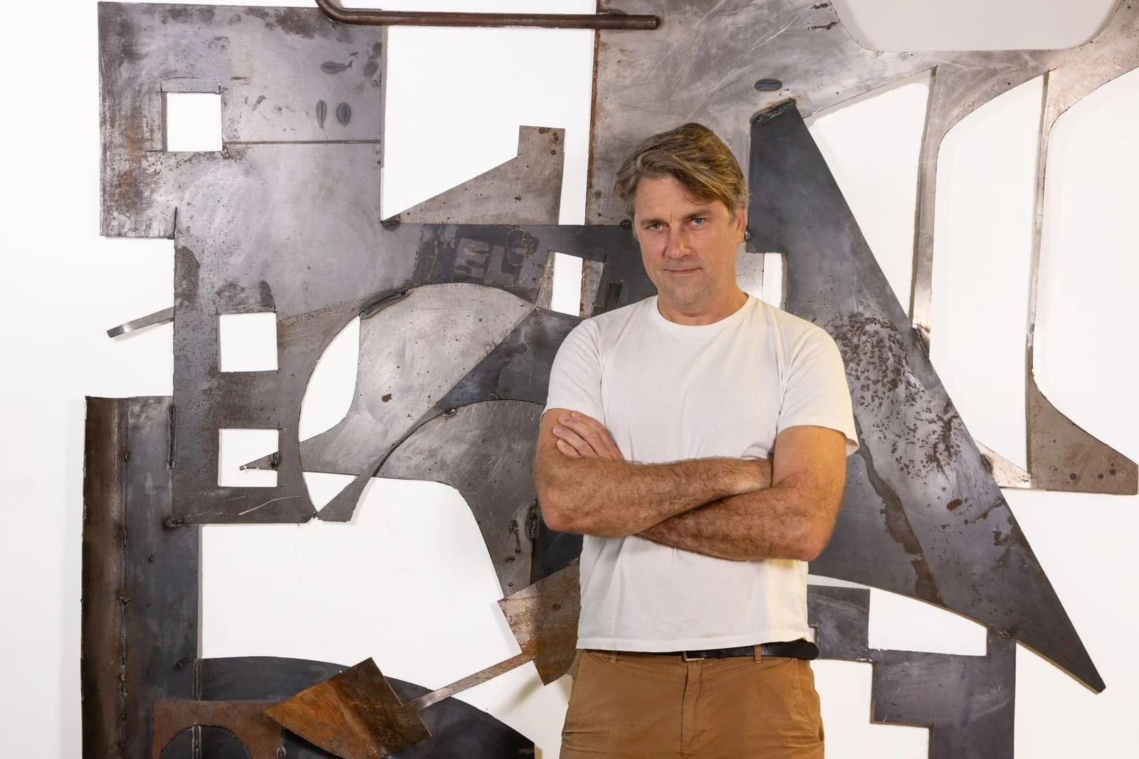 Will & Wall Sculpture made of different metals by Costantini