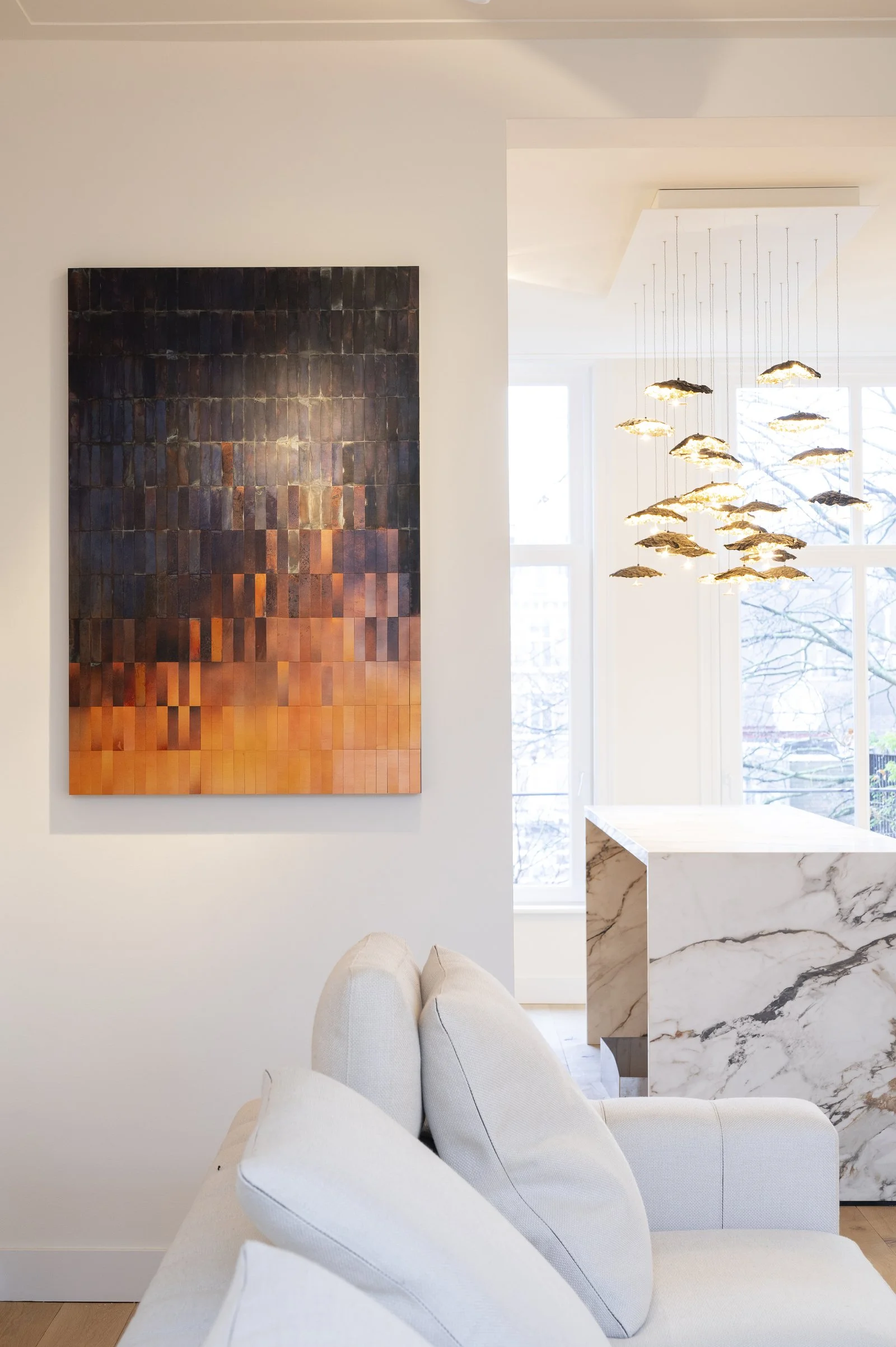 Contemporary metal art with layered oxidation