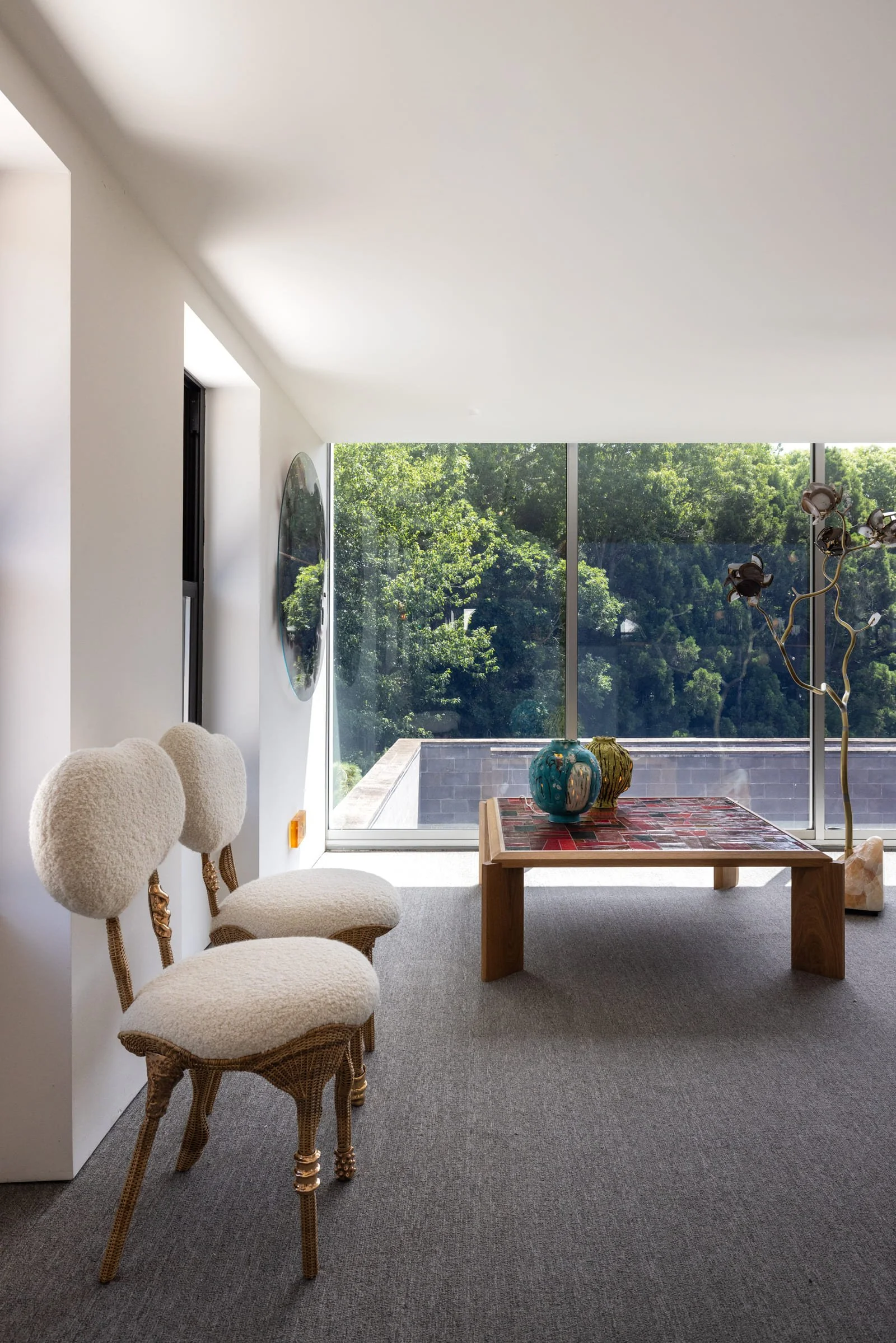 The Future Perfect presentation at NOMAD Hamptons 2026 featuring contemporary collectible furniture, art and glass design by Chen Chen & Kai Williams and John Hogan.