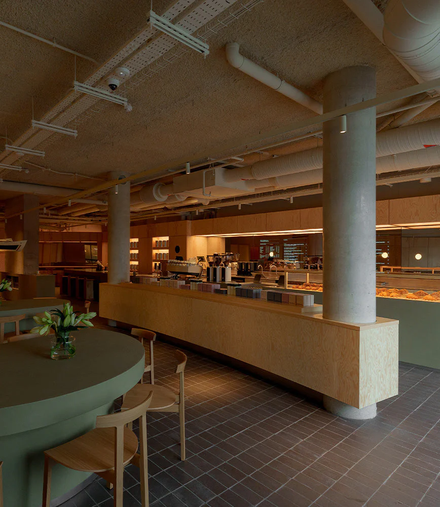 Calm café environment with soft tones and curated atmosphere
