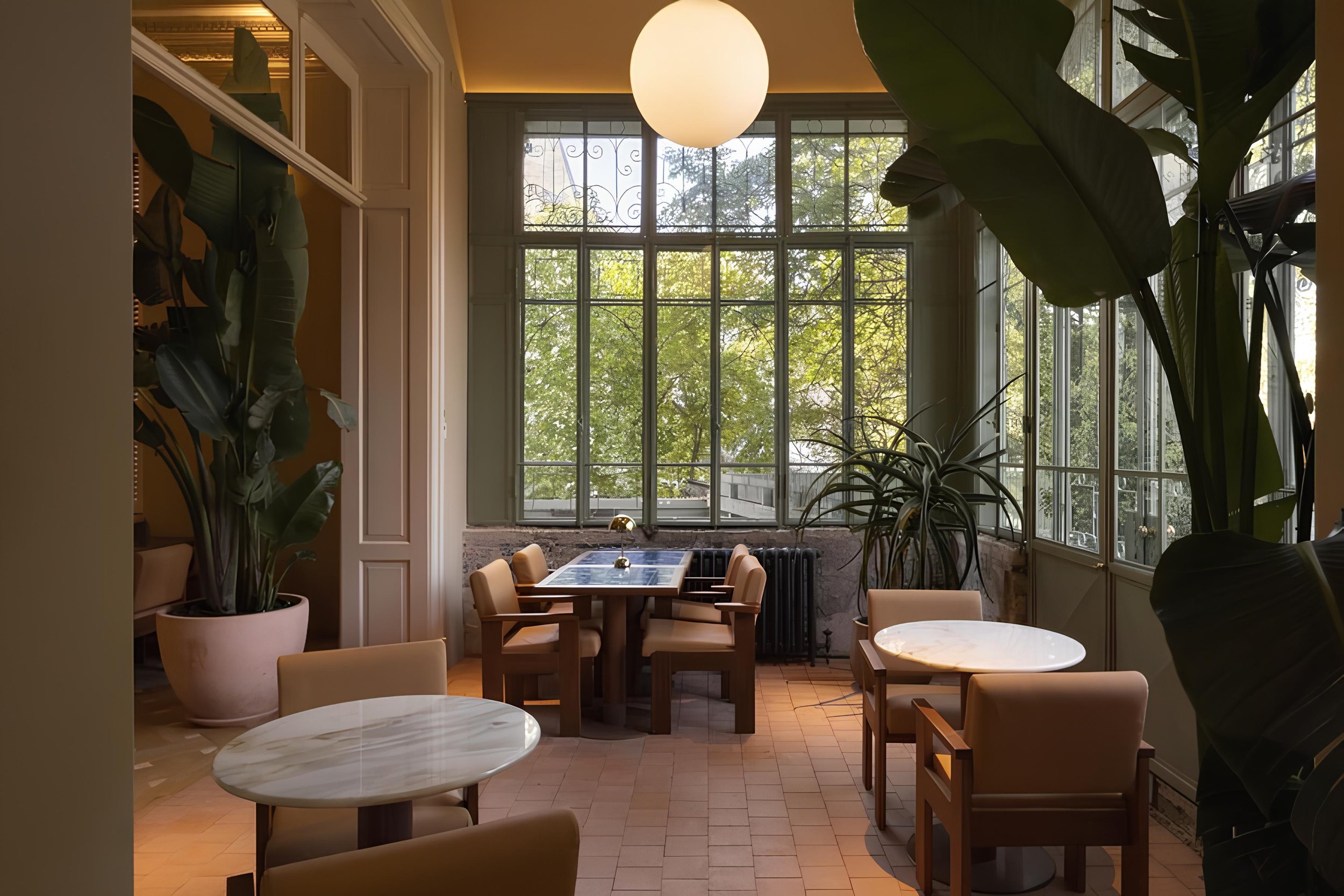 BUN Restaurant interior with simple tables and contemporary finishes