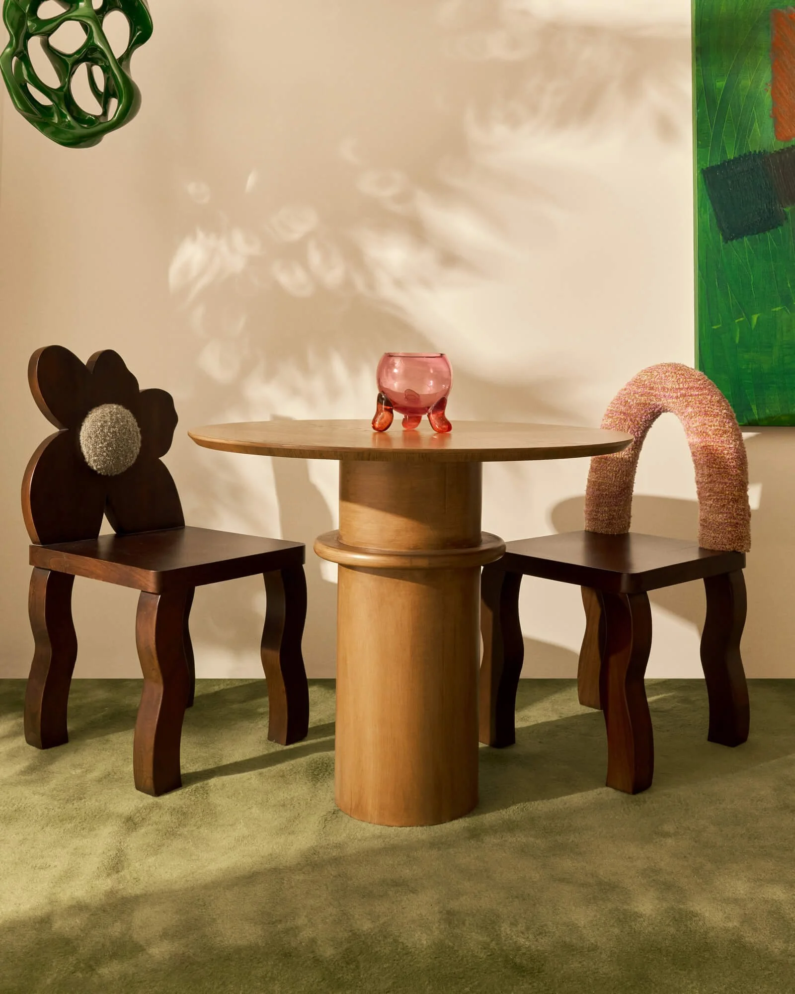 Playful luxury table setting with contemporary design pieces