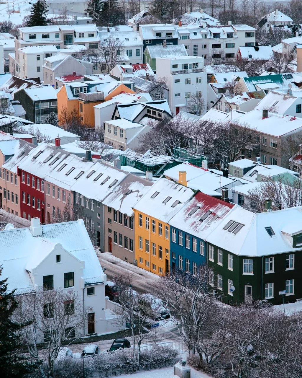 Colourful houses along Gréttisgata street in Reykjavík, Iceland