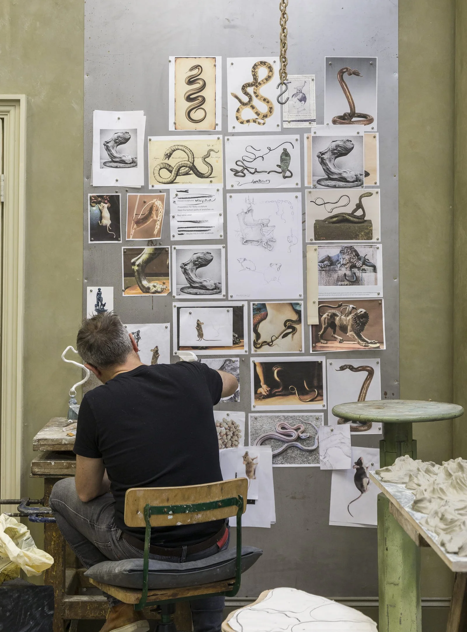Christopher Cox working in the London atelier