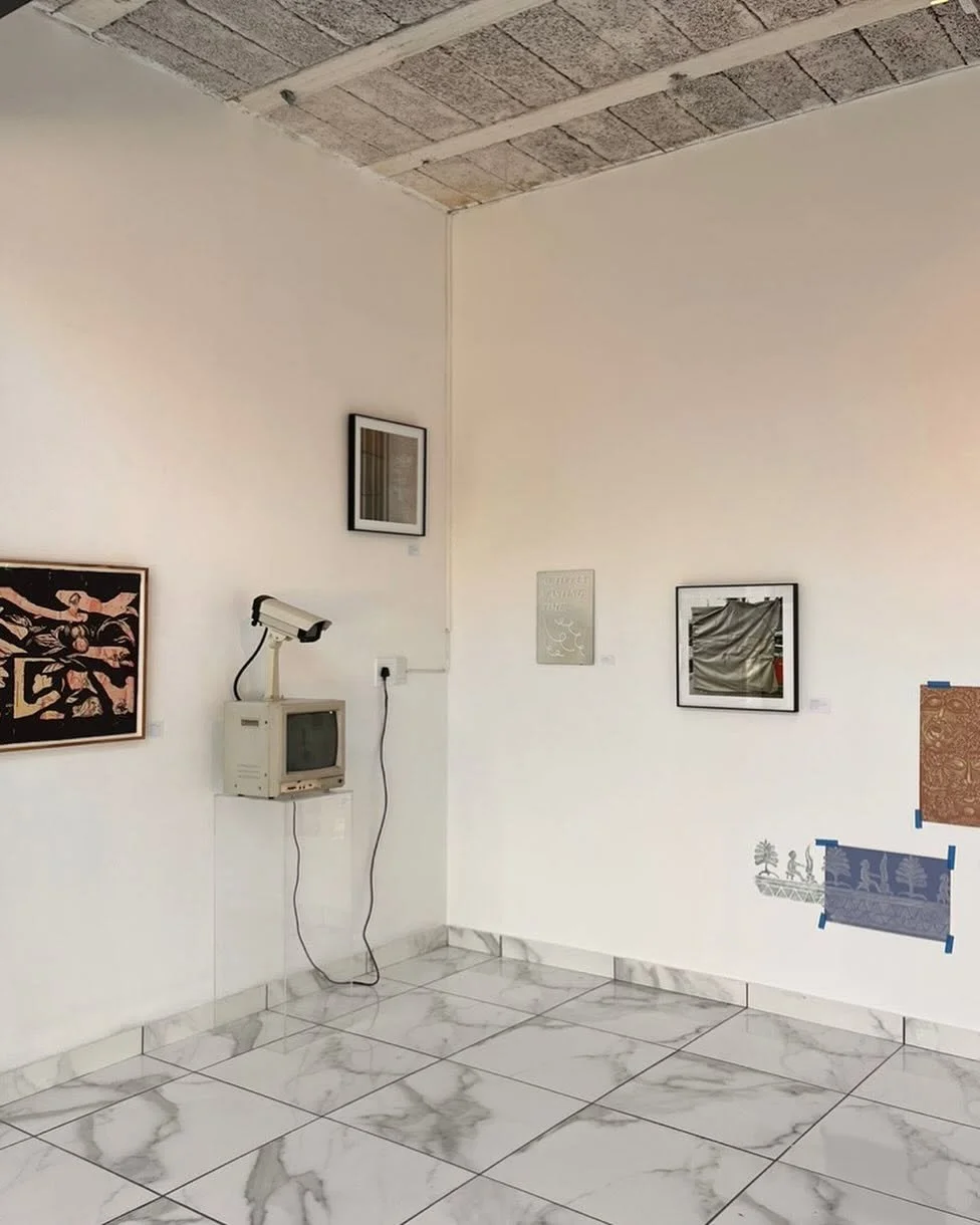 Intimate exhibition view at No End Contemporary Art Space featuring emerging artists