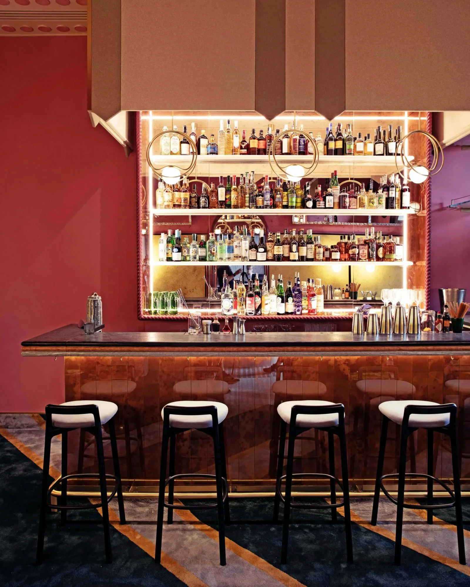 Moody cocktail bar interior at Experimental Cocktail Club in Dorsoduro, Venice