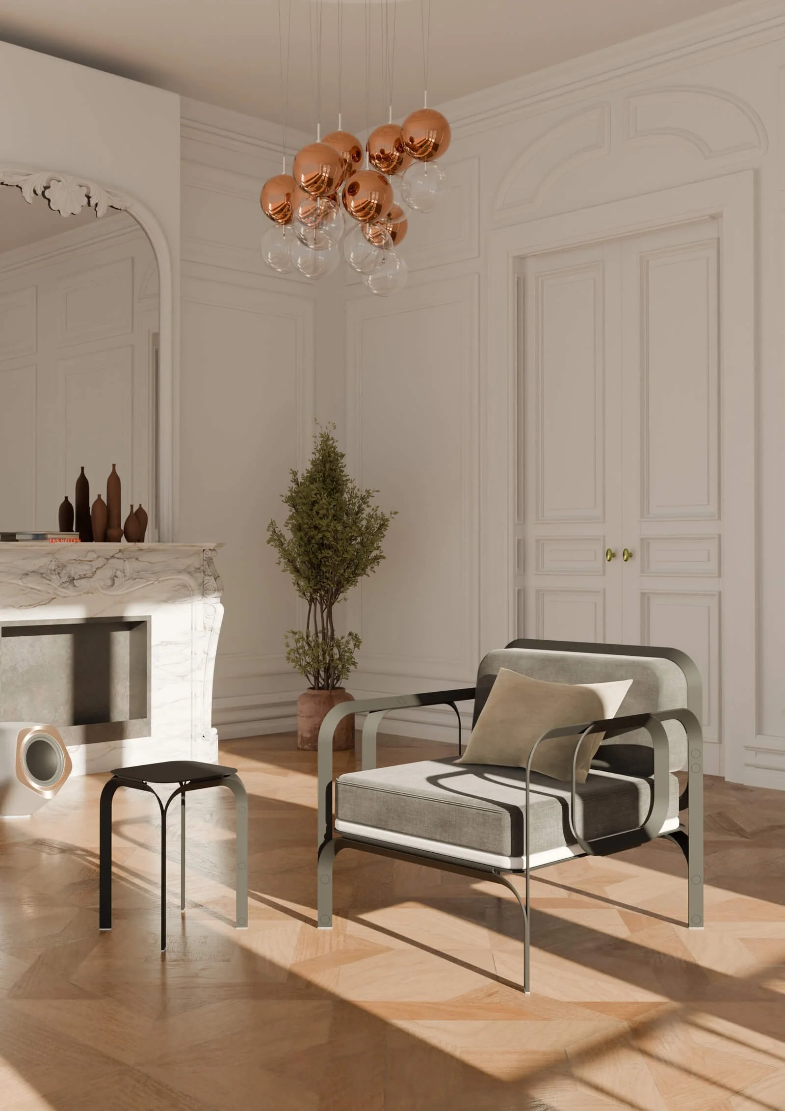 Sculptural metal chair from the Audace Collection by Yla