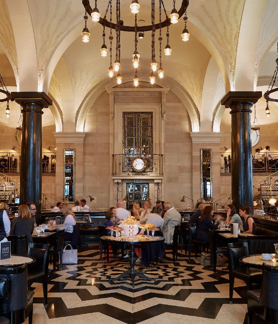 Marble floors and soaring arches set the scene for breakfast as ceremony at The Wolseley
