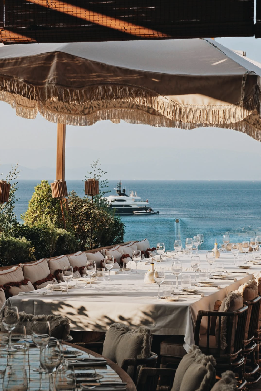 Gigi restaurant terrace overlooking the sea in Bodrum