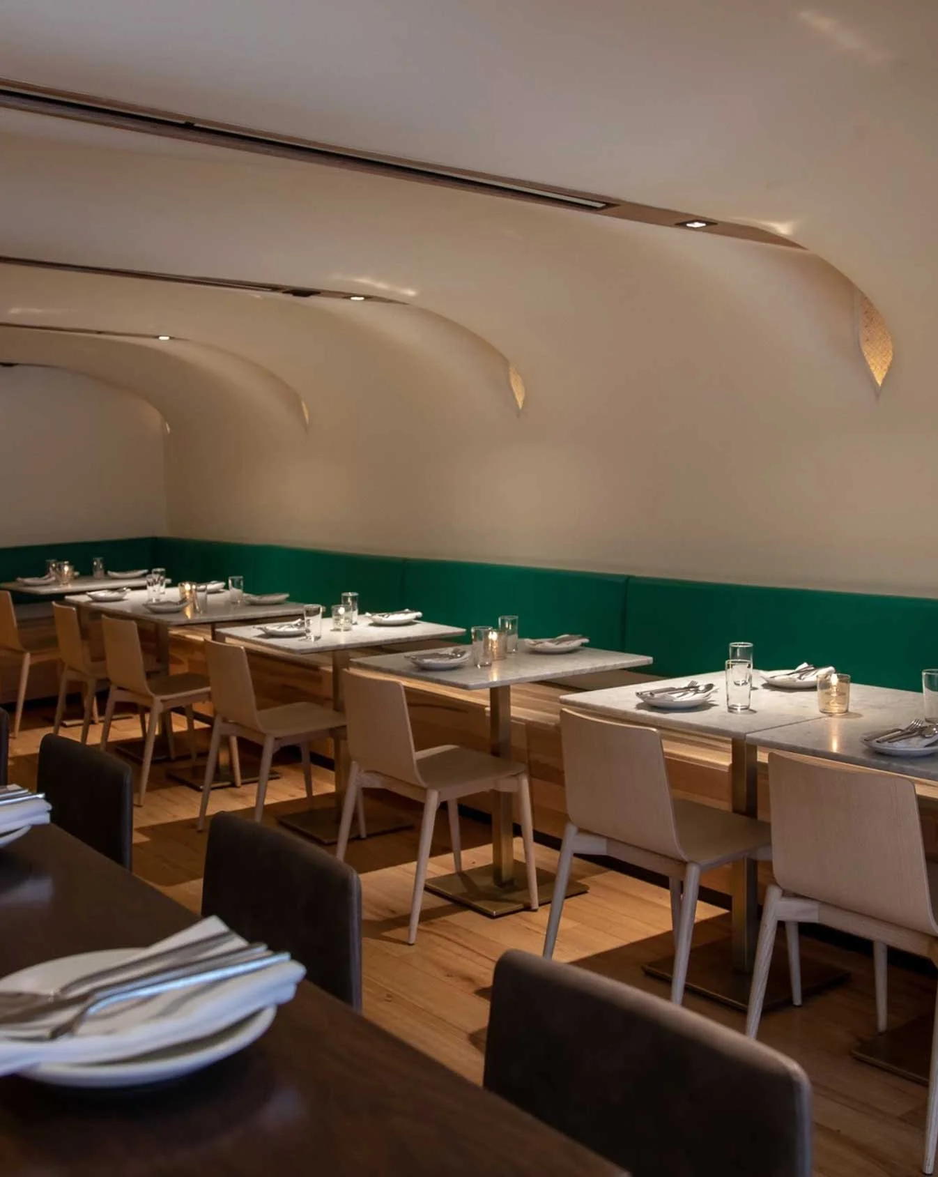Quetzal restaurant interior with dramatic lighting