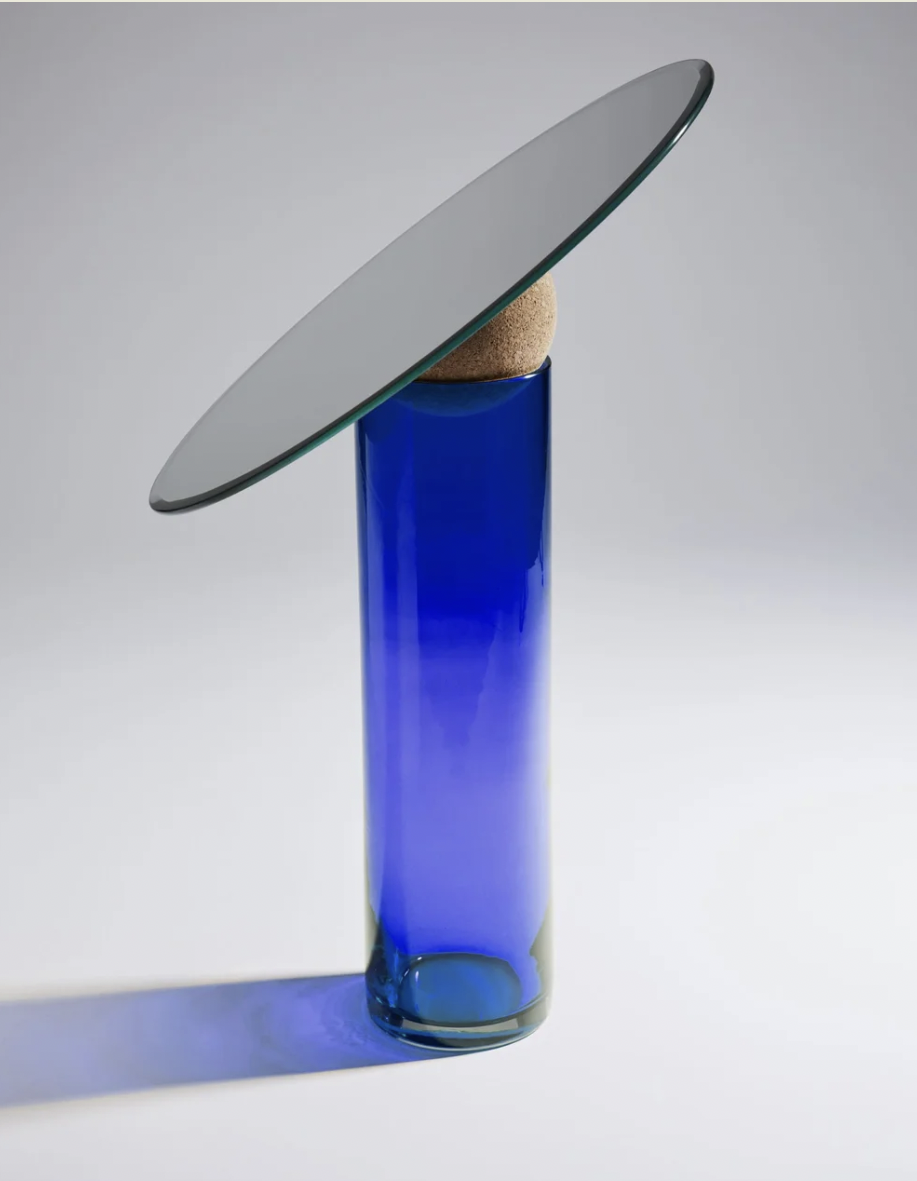 Astra 34 Cobalt Table Mirror by Clémence Birot, bold cobalt blue sculptural tabletop mirror