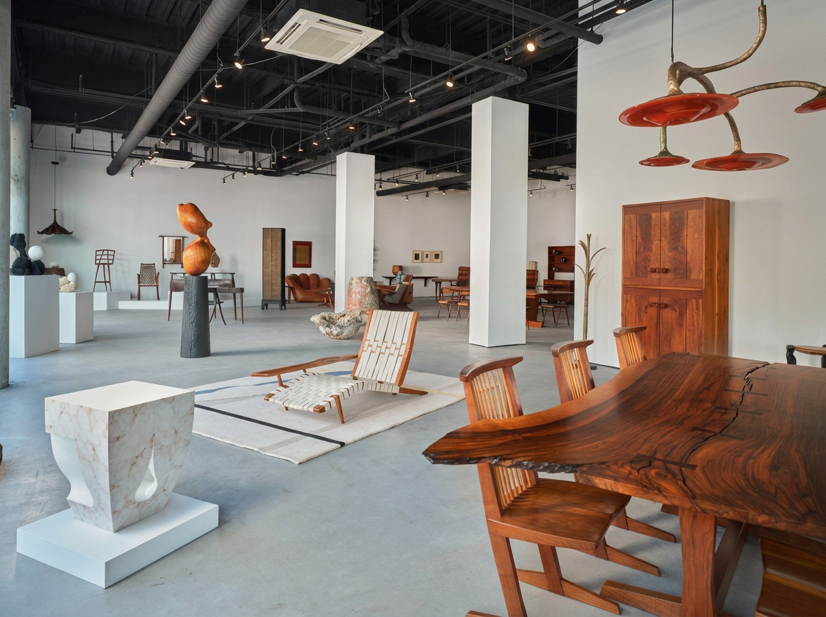 Moderne Gallery in Philadelphia displaying American studio furniture and ceramics