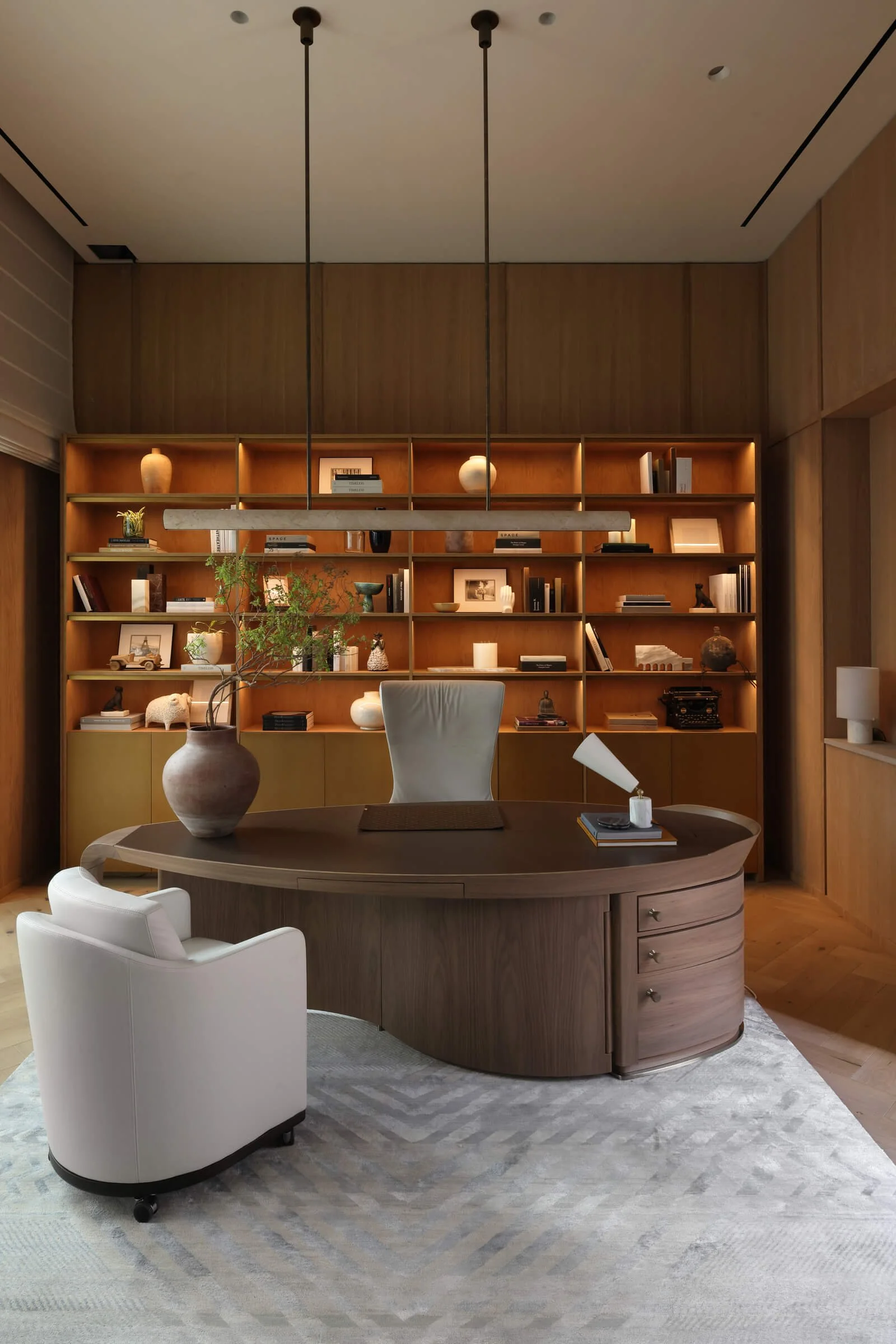 Contemporary interior with sculptural furniture curated by Benn Robinson