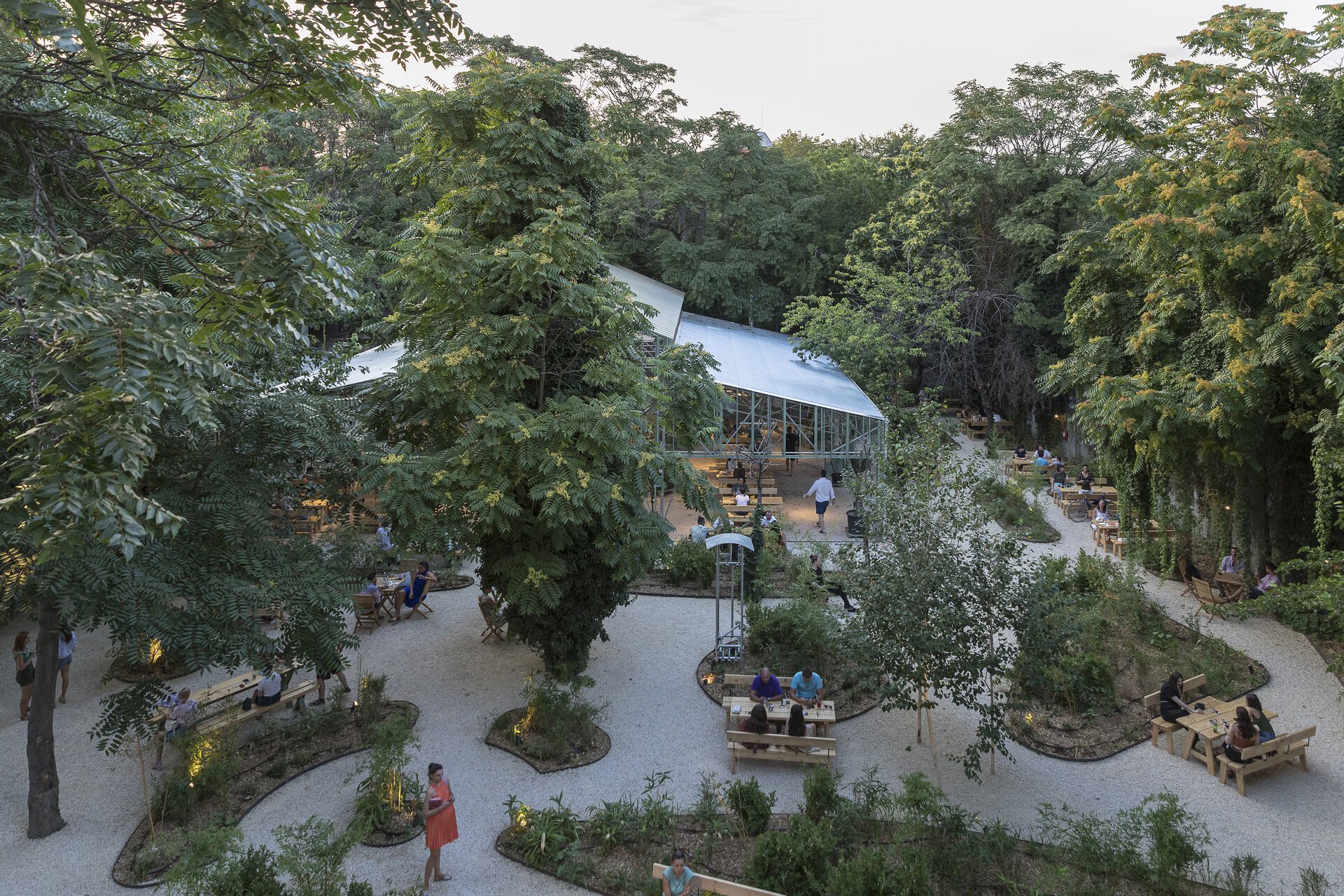 Sera Eden greenhouse bar with lush plants and relaxed seating