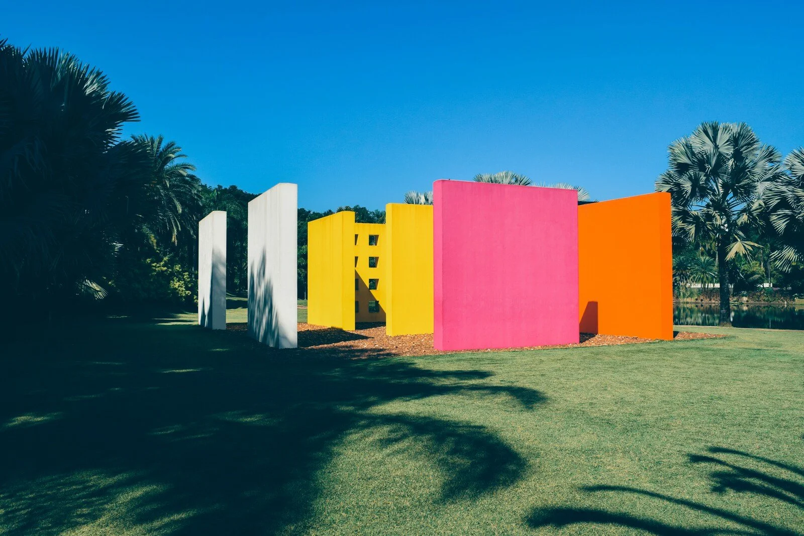 A contemporary art pavilion set among tropical gardens at Inhotim, Brumadinho, Brazil