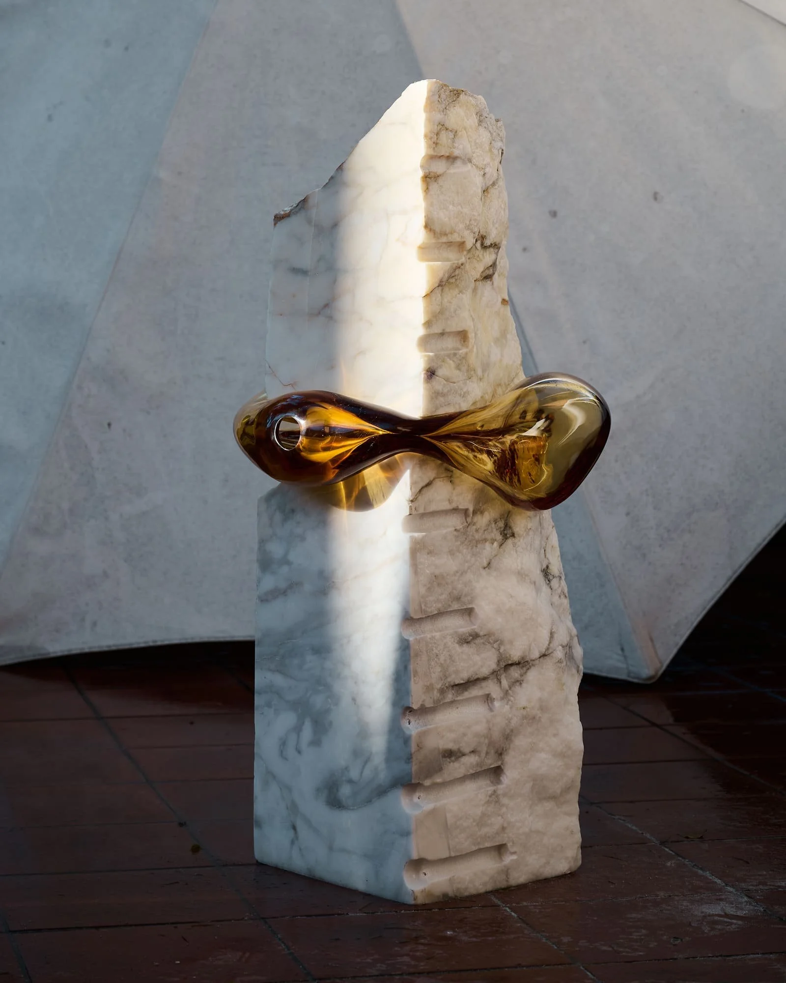 Murano glass and stone sculpture by Italian artist Edoardo Cozzani