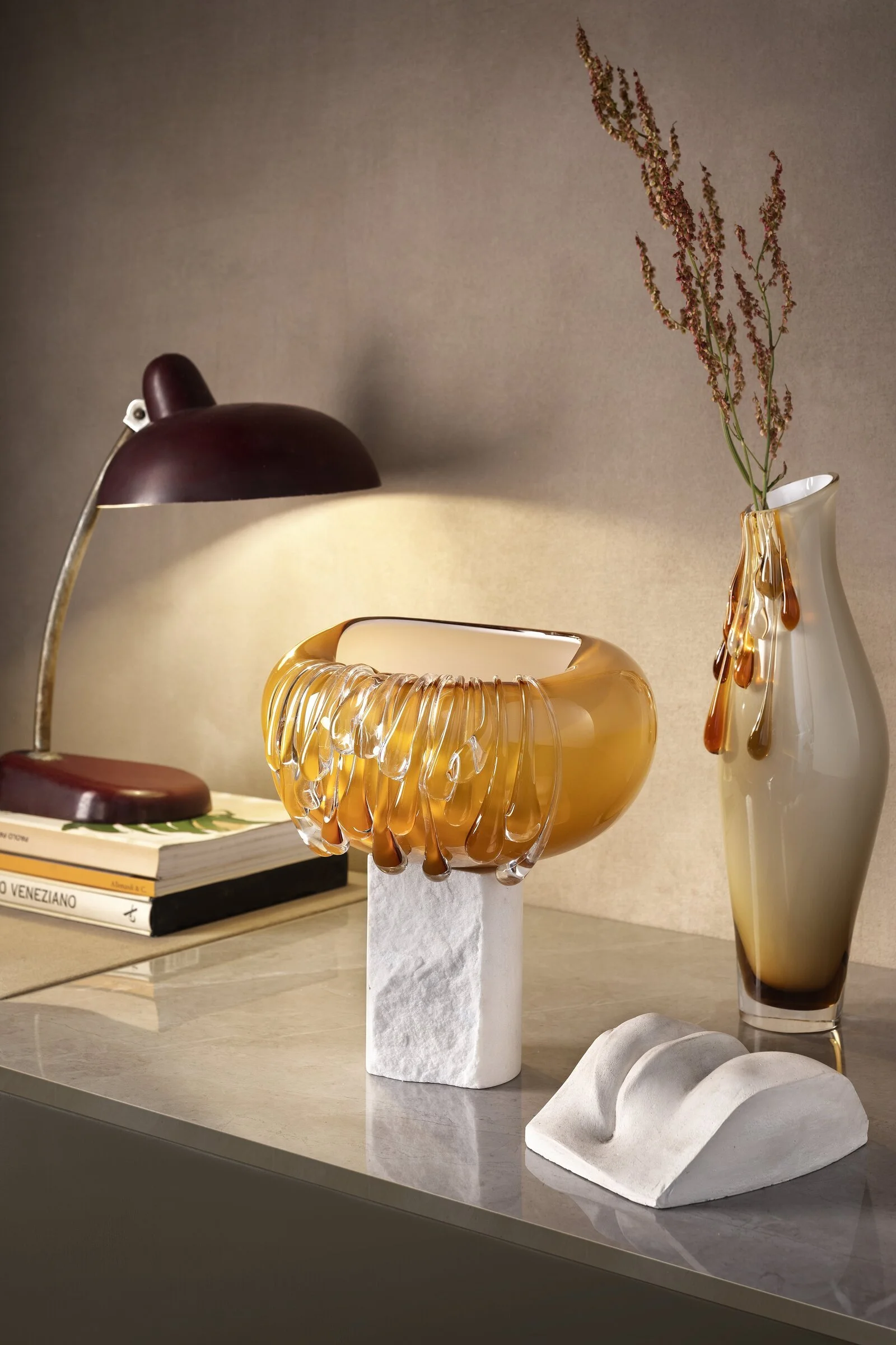 Stravedamento Golden Murano Glass Decorative Vase