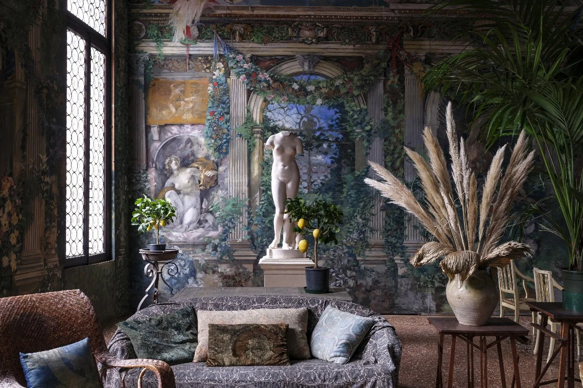 Moorish-patterned textile and lighting piece by Fortuny Venezia