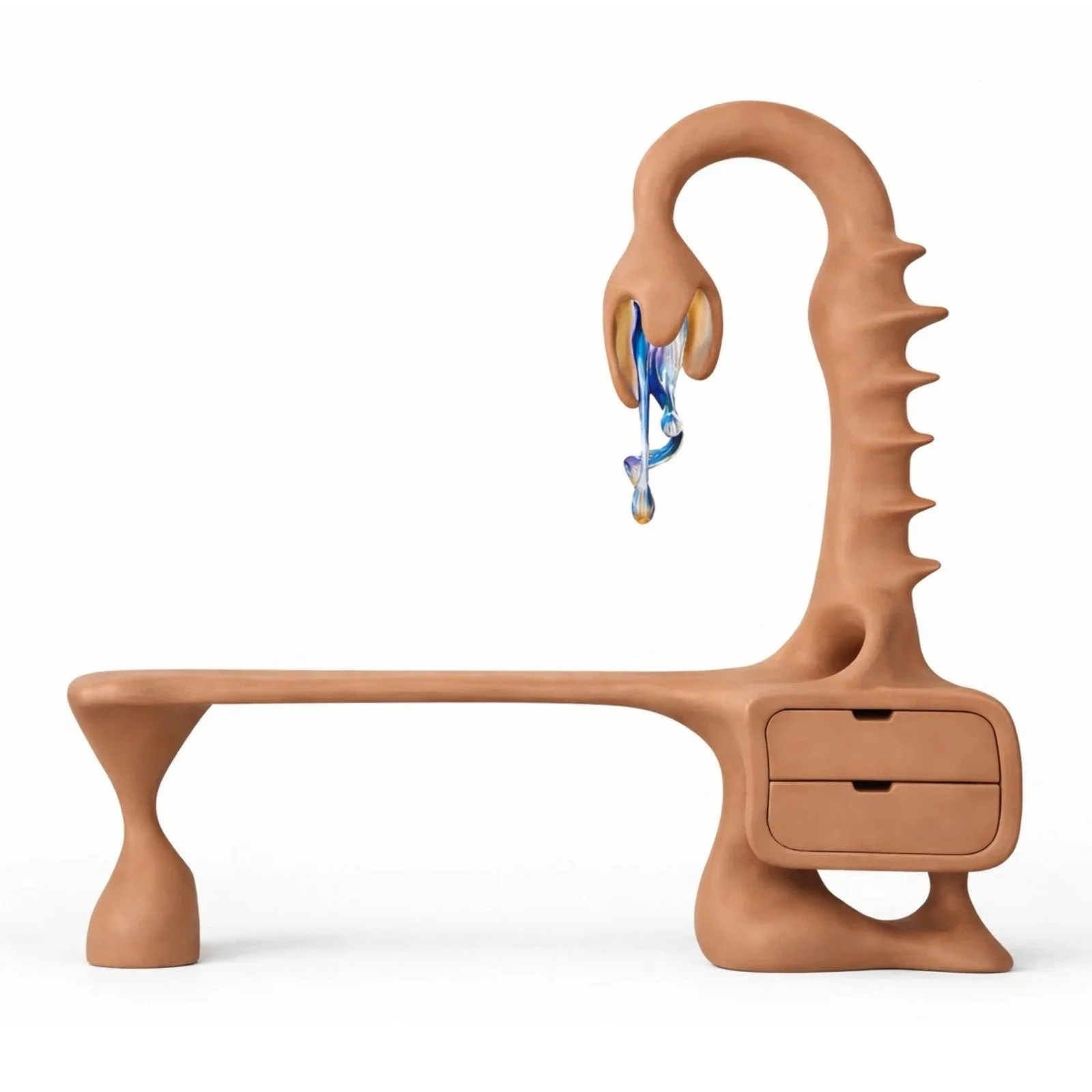 Expressive sculptural furniture with fluid, body-like silhouette
