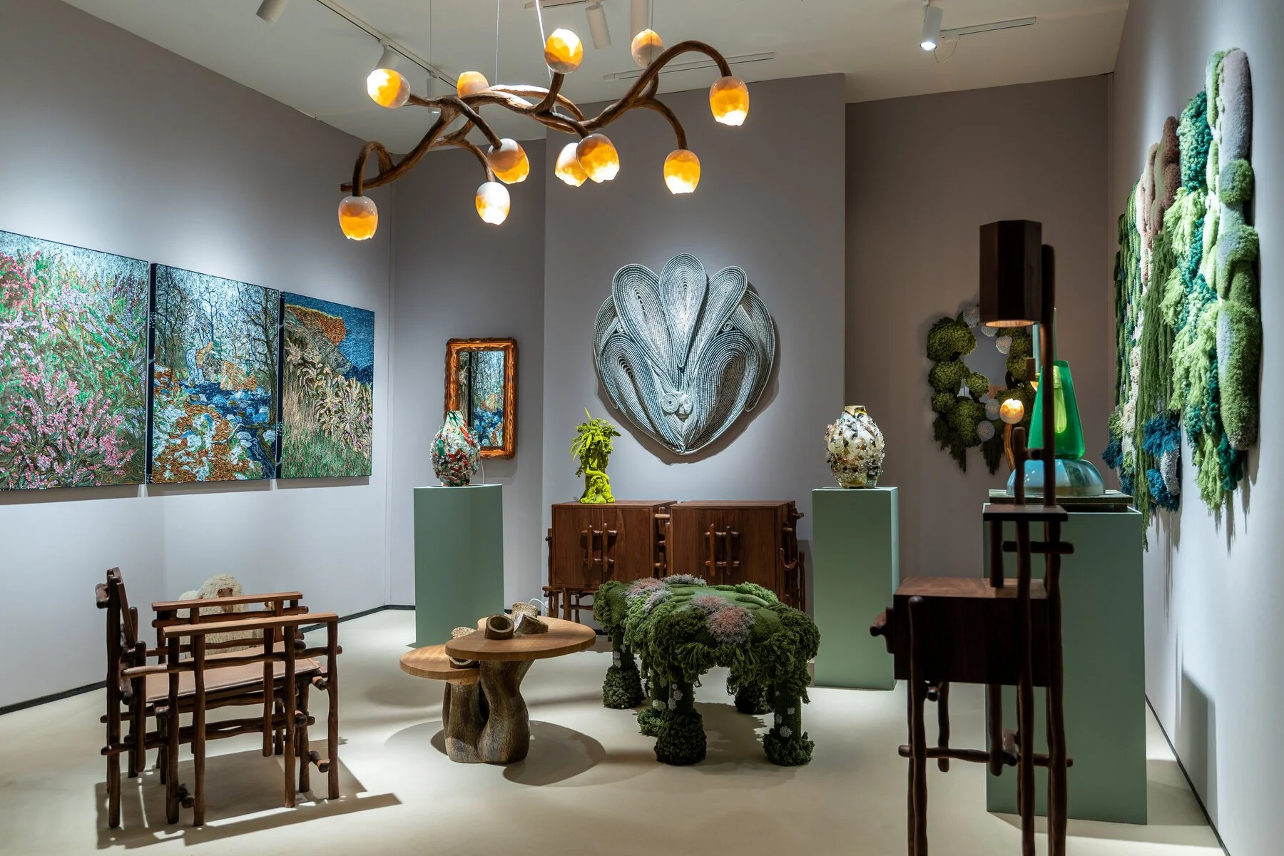 Nature-inspired textile art, ceramics and collectible design in Rademakers Gallery’s Overgrown presentation at PAD London 2026.
