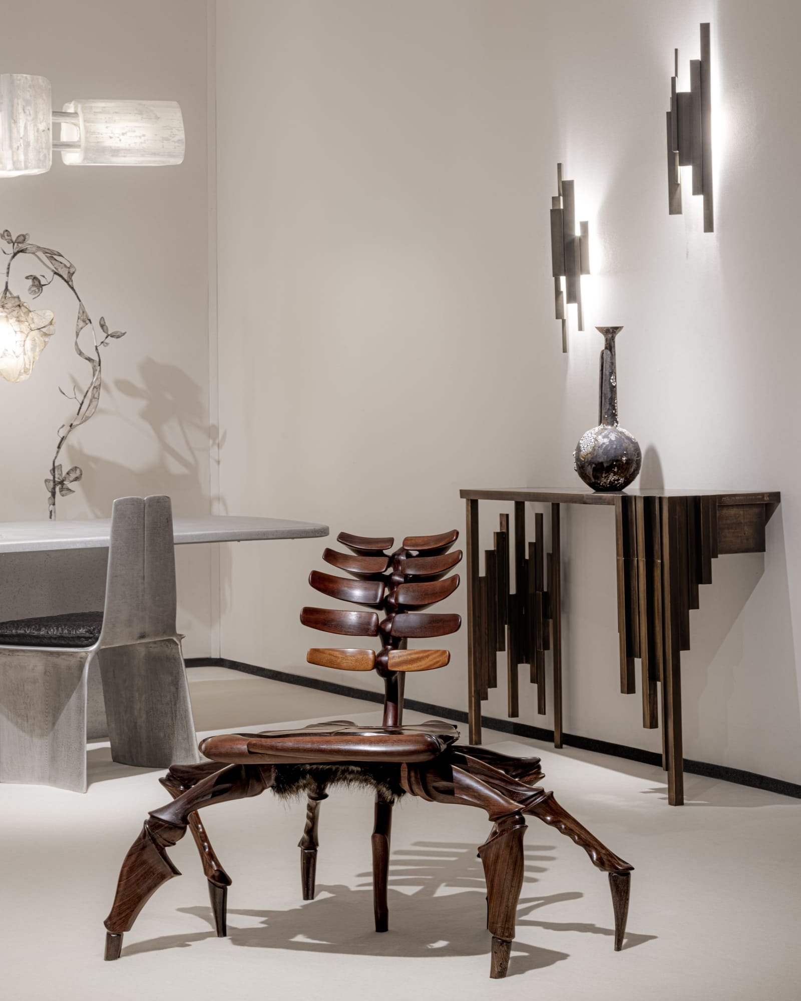 Sculptural works exploring transparency, reflection and material at Galerie Boketto’s Through and Through presentation at PAD London 2026.