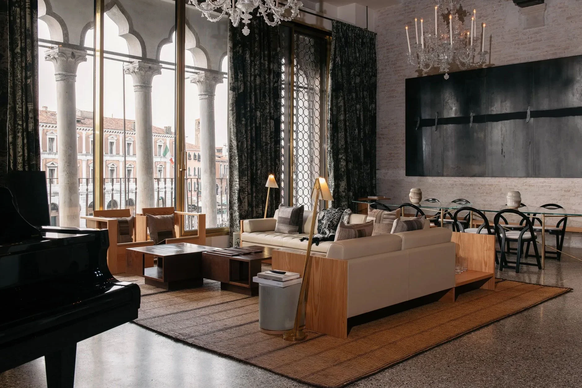 Design-led hotel interior at Venice Venice Hotel in central Venice