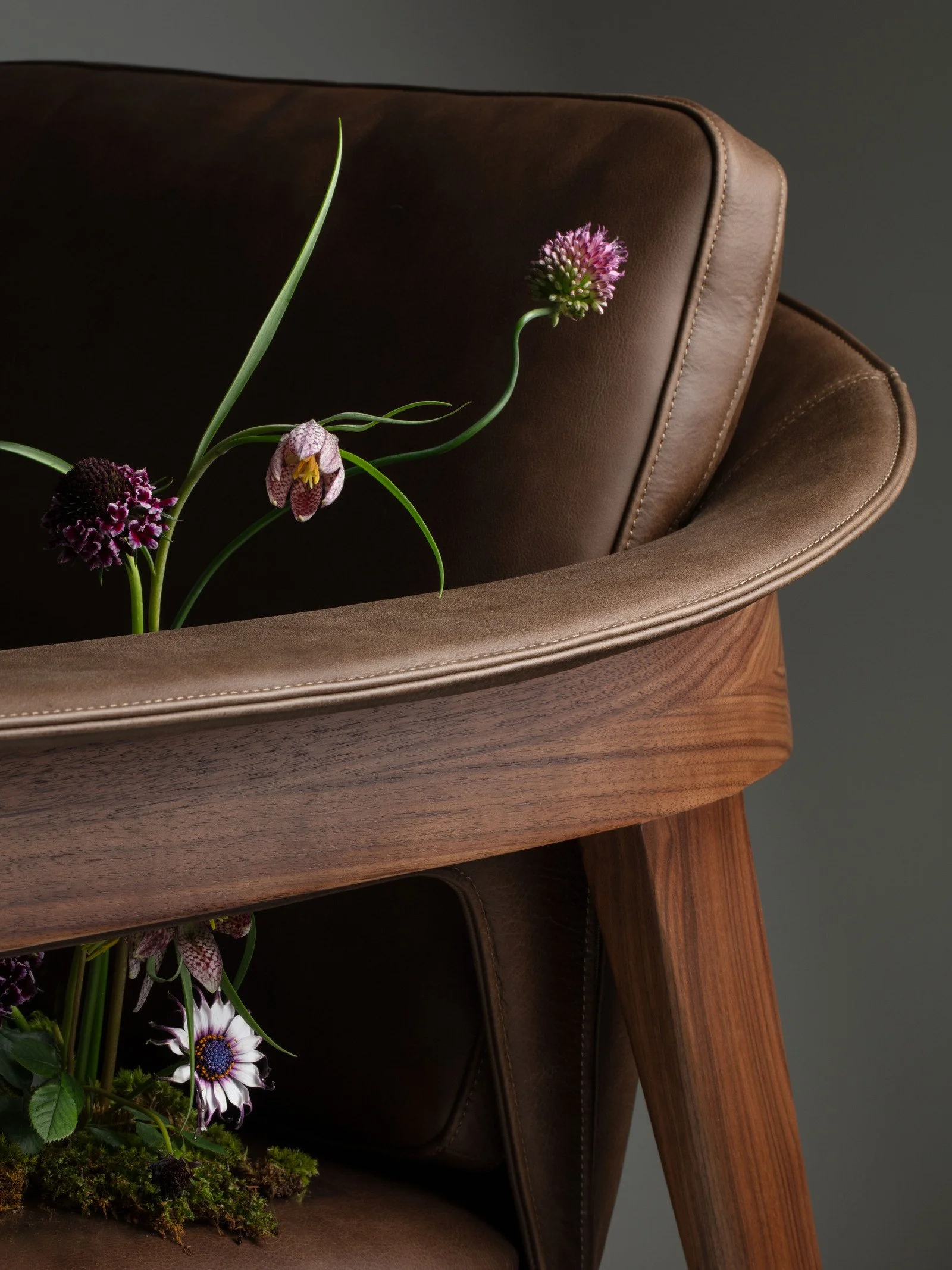 Close up of Bruno Lounge Chair by LAYAN Studio for Stellar Works showcased within THOUGHT / FUL exhibition