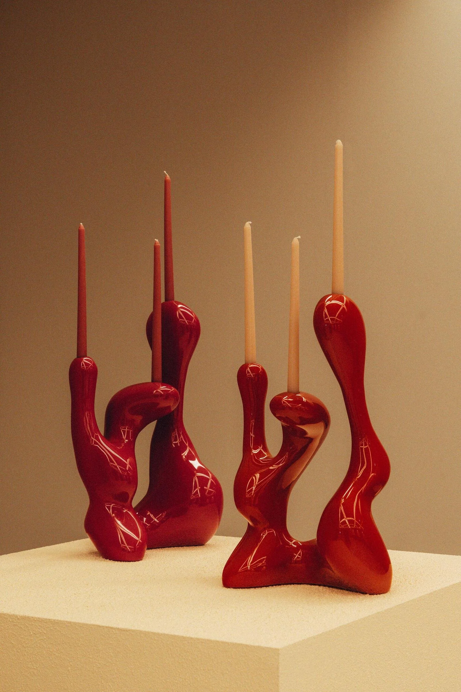 Organic form candleholder resembling living creature