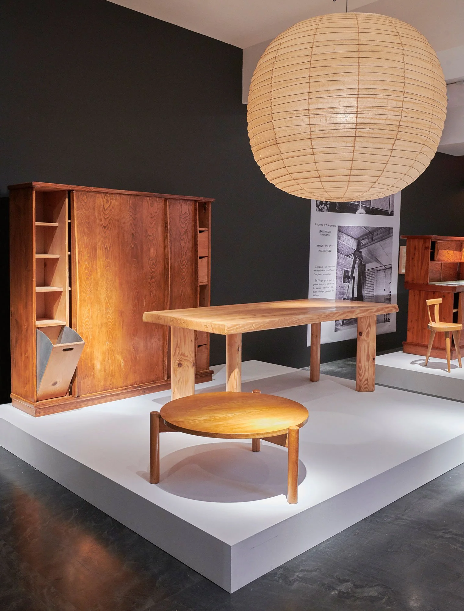 Modernist furniture by Jean Prouvé and Charlotte Perriand exhibited at Laffanour Galerie Downtown Paris