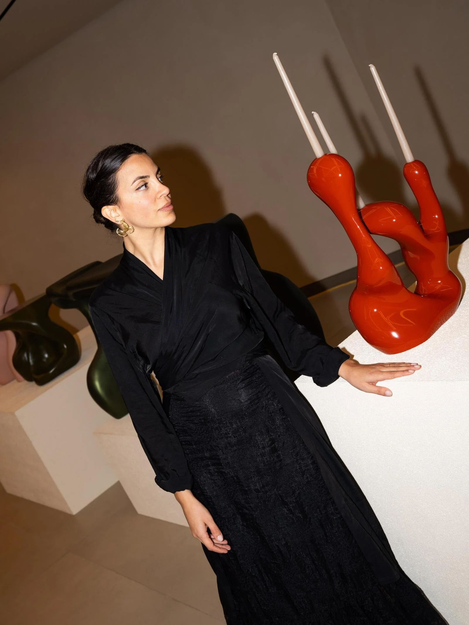 Portrait of designer Lamiss Akar in her studio