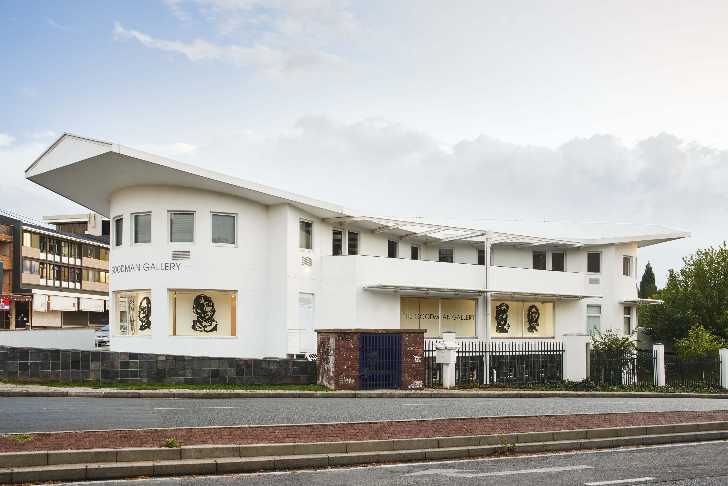 Goodman Gallery exterior with contemporary political and conceptual artworks