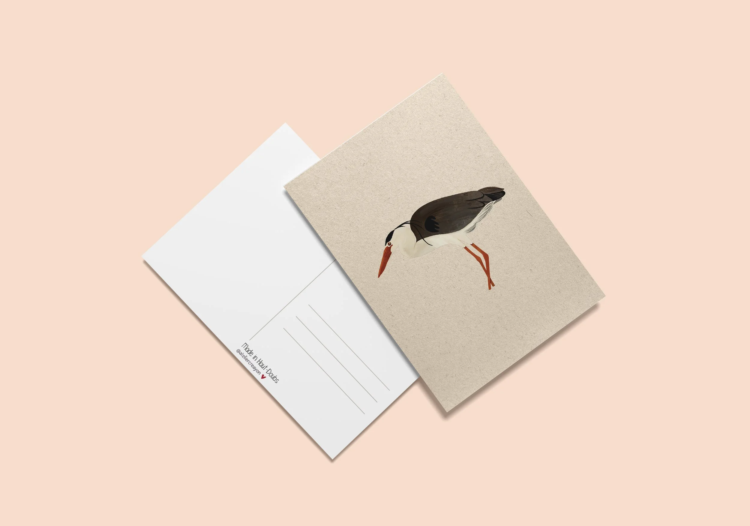 Carte postale illustration héron cendré
