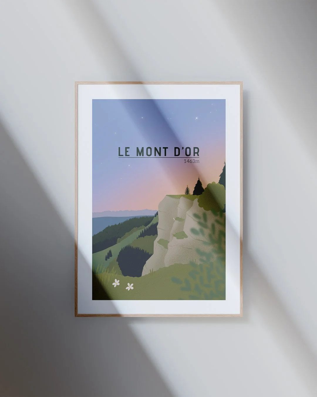 Affiche illustrée illustration Mont d'Or Haut-Doubs Doubs Montagnes du Jura encadrée