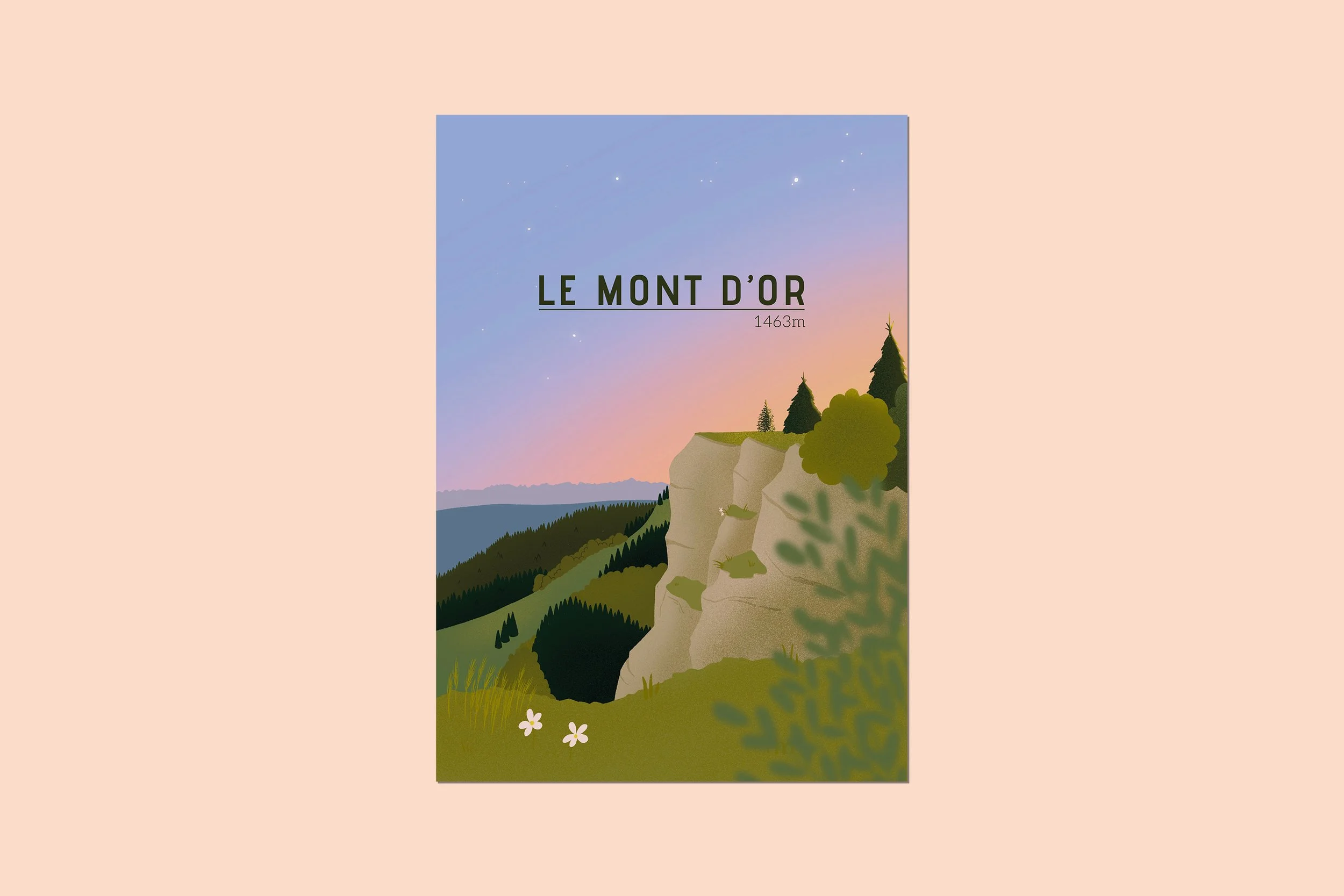 Affiche illustrée illustration Mont d'Or Haut-Doubs Doubs Montagnes du Jura