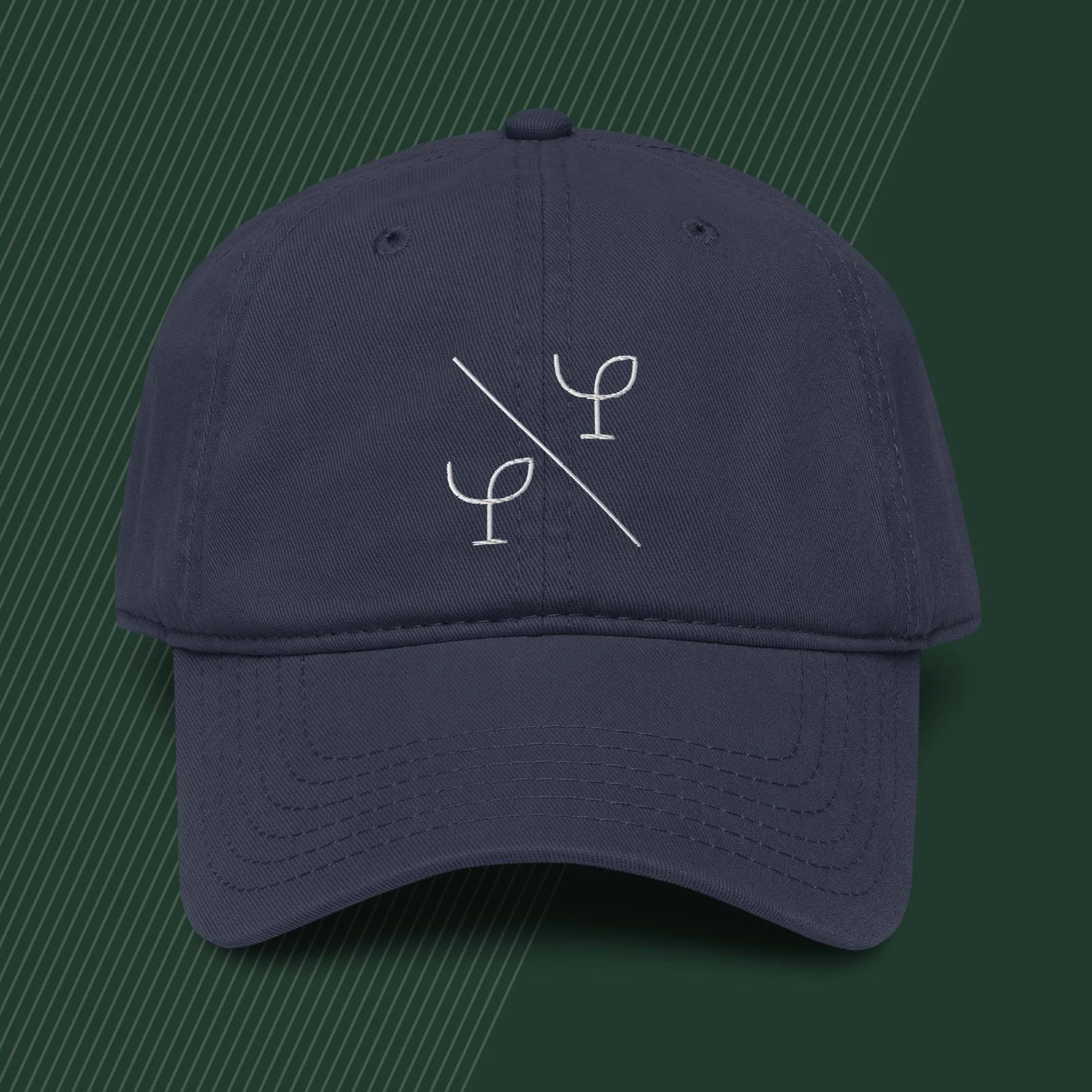 Two Coupes Embroidered Baseball Cap in navy
