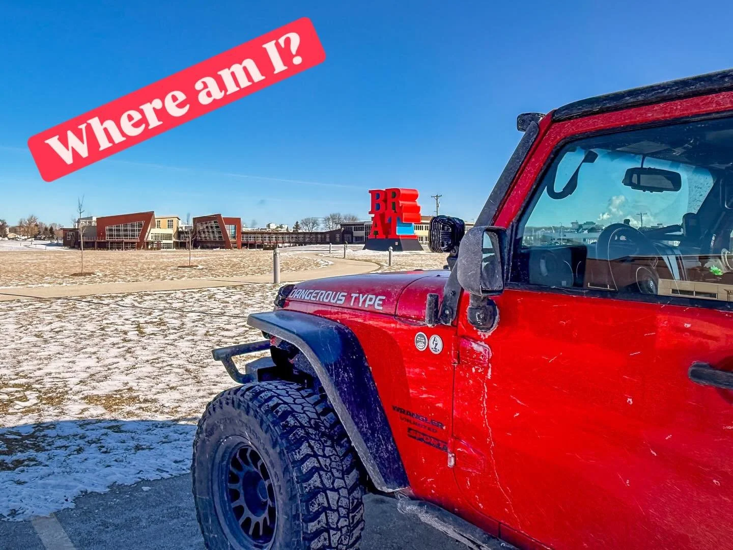 Well, cold again yesterday and today, but at least not the wind of yesterday. I had a great experience getting my Jeep serviced at Dave Jeeps and 4X4, which made the stop worthwhile!  But can you tell where I&rsquo;m at with this picture?  Give you a