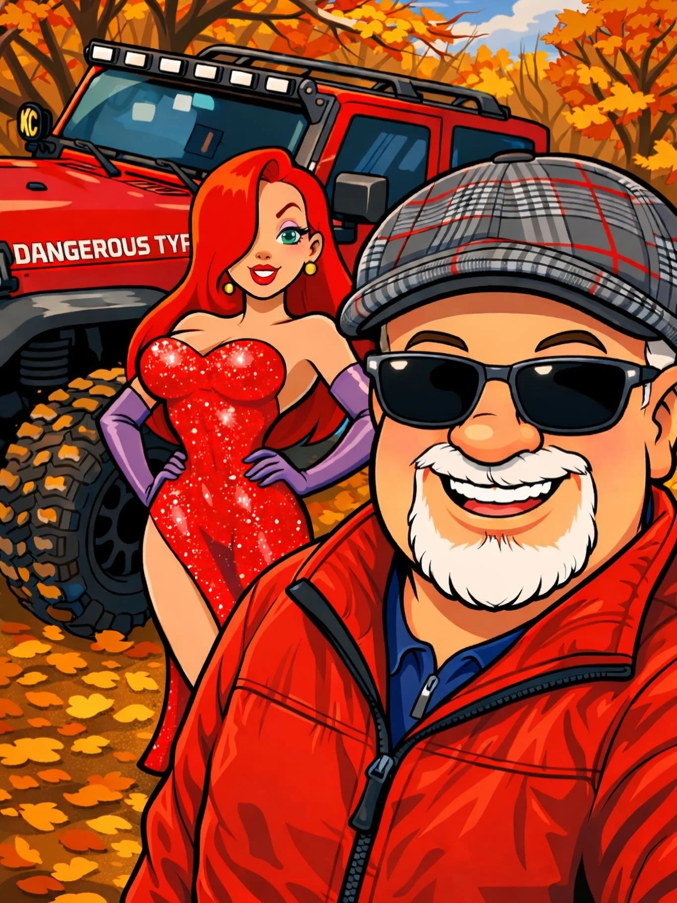 Had some fun today 😊😊. Jeeps name sake joined me, remember she&rsquo;s only drawn bad😊.
#jeep #jeepwranglerunlimited #cartoon #jessicarabbit #jr_jeep