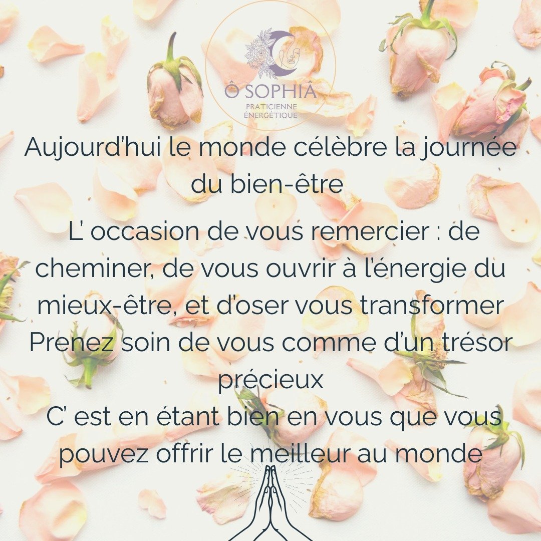 Bonjour,
✨ Aujourd&rsquo;hui, c&rsquo;est la Journ&eacute;e mondiale du Bien-&Ecirc;tre ✨
Un rappel puissant que prendre soin de soi n&rsquo;est pas un luxe, mais une n&eacute;cessit&eacute;.
On court, on donne, on g&egrave;re, on avance&hellip; et b