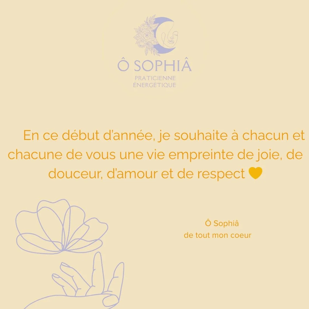 ✨Je vous souhaite une tr&egrave;s belle ann&eacute;e 2026 ✨
💫Prenez soin de vous et cultivez ce qui vous rend vraiment heureux(se) 💫

Sophi&acirc; 🧡

#bonneann&eacute;e #energetique #reiki #lahochi #soinessenien #femmeetfibromyalgie