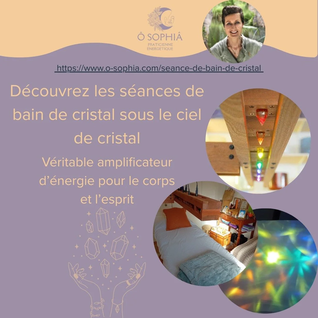 Le ciel de cristal est &eacute;quip&eacute; de 7 cristaux de quartz purs - correspondant aux 7 chakras principaux du corps - en suspension au-dessus de la personne qui est allong&eacute;e enti&egrave;rement habill&eacute;e sur la table de massage.

L